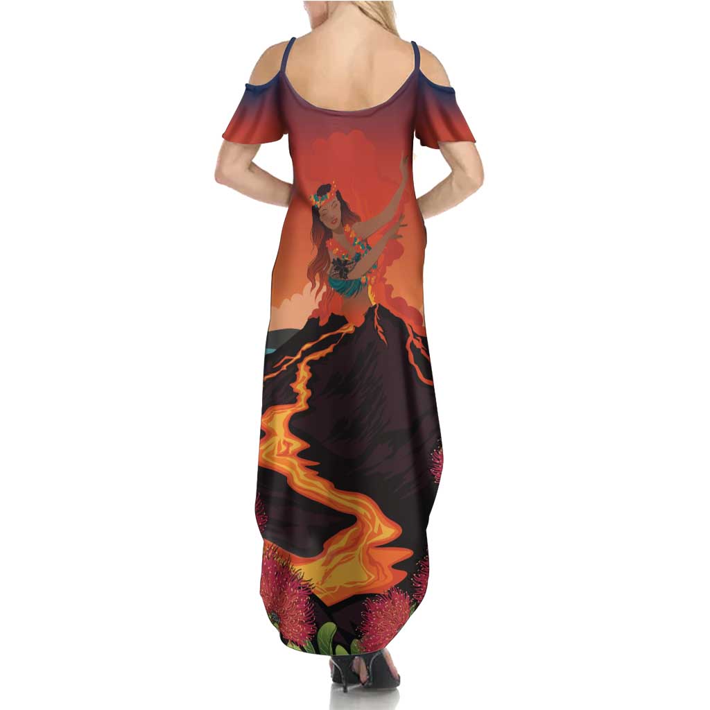 Hawaii Kilauea Volcano Family Matching Summer Maxi Dress and Hawaiian Shirt Pele Goddess