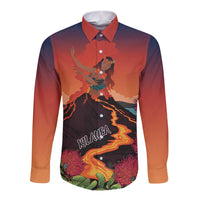 Hawaii Kilauea Volcano Long Sleeve Button Shirt Pele Goddess