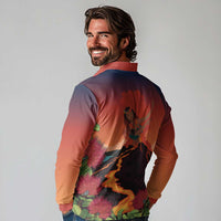 Hawaii Kilauea Volcano Long Sleeve Polo Shirt Pele Goddess LT7 - Polynesian Pride