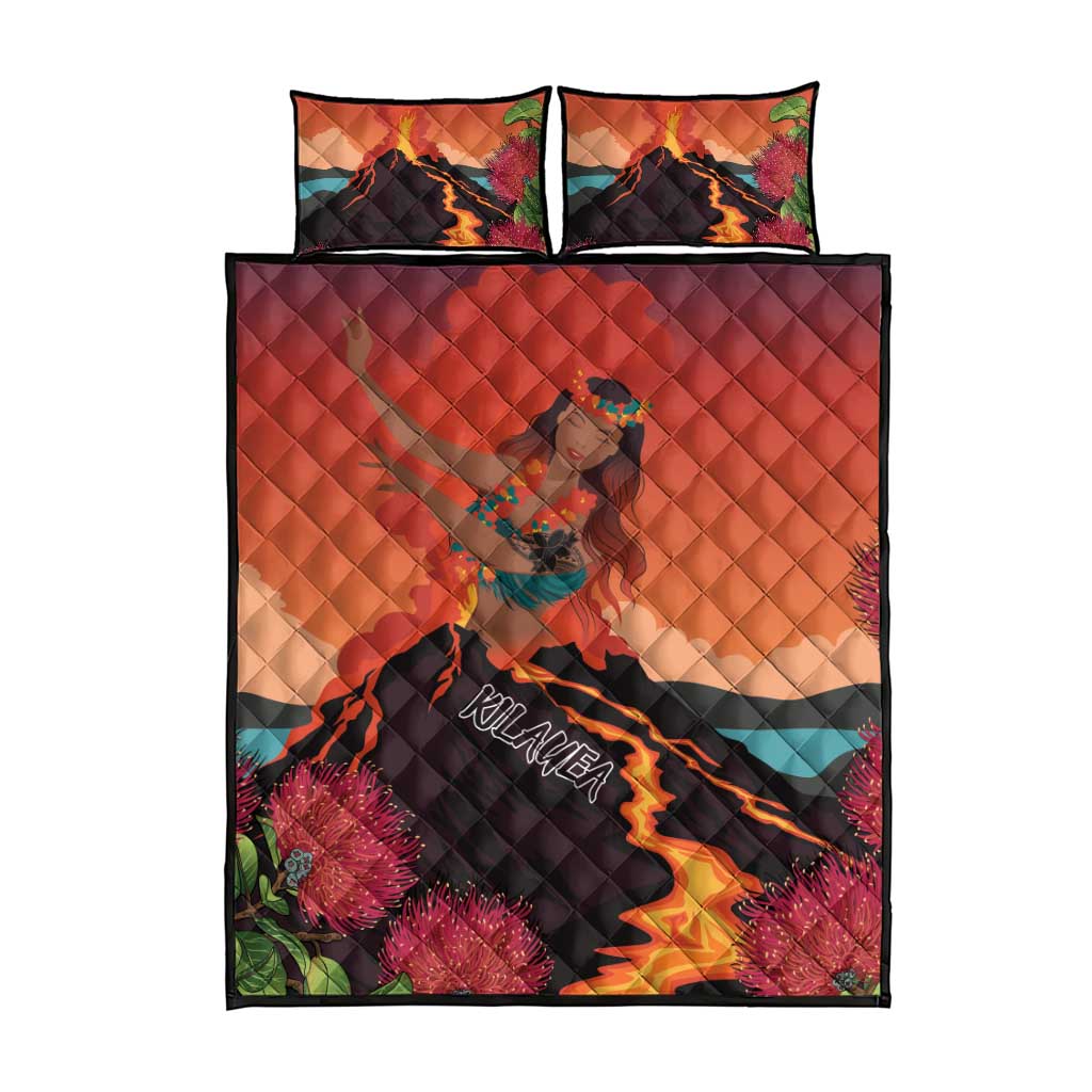 Hawaii Kilauea Volcano Quilt Bed Set Pele Goddess
