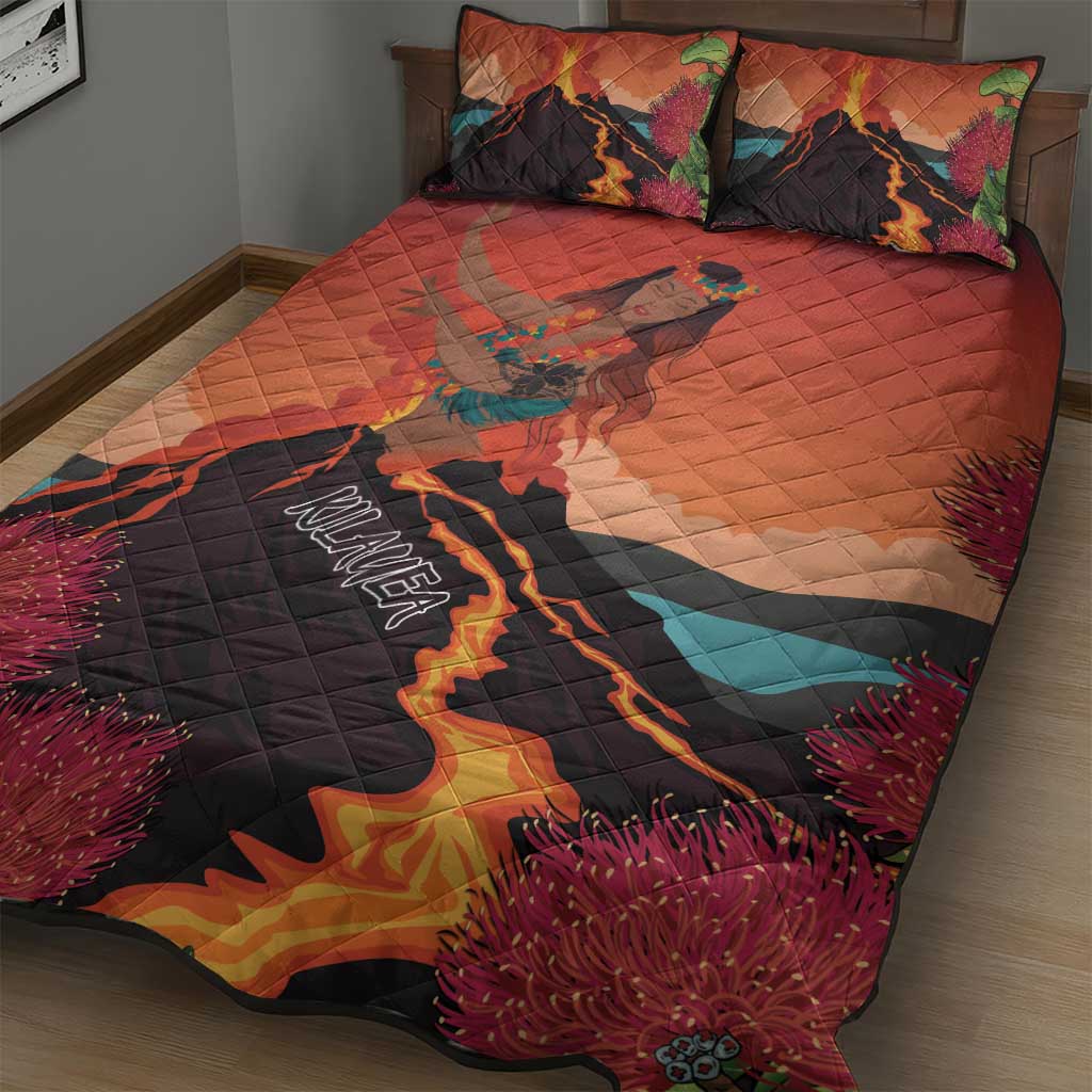 Hawaii Kilauea Volcano Quilt Bed Set Pele Goddess