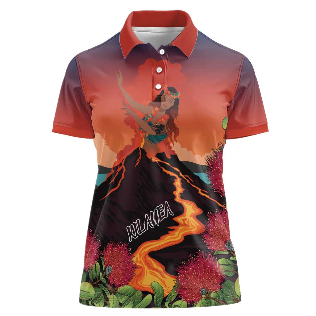 Hawaii Kilauea Volcano Women Polo Shirt Pele Goddess