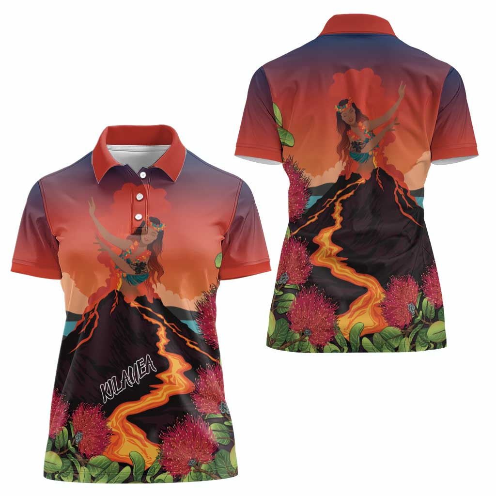 Hawaii Kilauea Volcano Women Polo Shirt Pele Goddess LT7 - Polynesian Pride