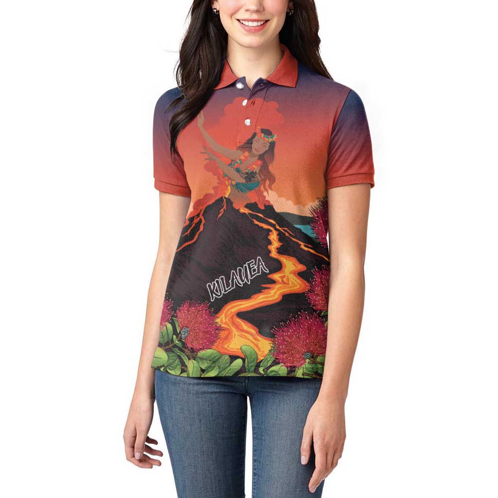 Hawaii Kilauea Volcano Women Polo Shirt Pele Goddess LT7 - Polynesian Pride