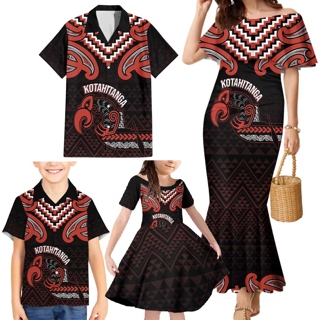 Maori Waitangi Family Matching Mermaid Dress and Hawaiian Shirt Kotahitanga Poutama Mix Whakairo LT7 - Polynesian Pride