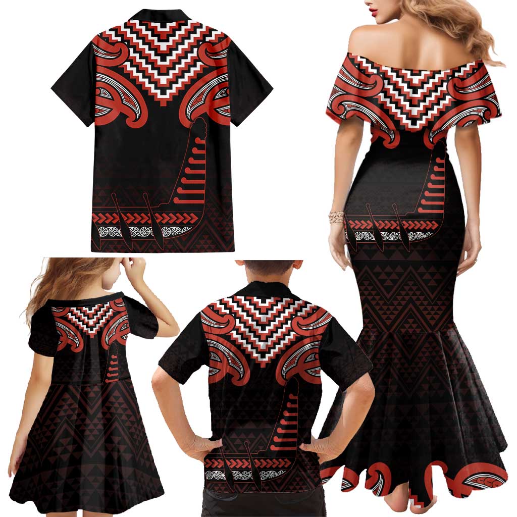 Maori Waitangi Family Matching Mermaid Dress and Hawaiian Shirt Kotahitanga Poutama Mix Whakairo LT7 - Polynesian Pride