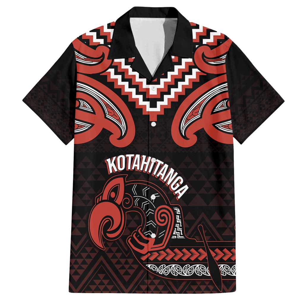 Maori Waitangi Family Matching Off Shoulder Short Dress and Hawaiian Shirt Kotahitanga Poutama Mix Whakairo LT7 Dad's Shirt - Short Sleeve Black - Polynesian Pride
