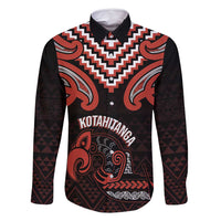 Maori Waitangi Family Matching Summer Maxi Dress and Hawaiian Shirt Kotahitanga Poutama Mix Whakairo LT7 Dad's Shirt - Long Sleeve Black - Polynesian Pride