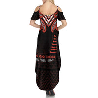 Maori Waitangi Family Matching Summer Maxi Dress and Hawaiian Shirt Kotahitanga Poutama Mix Whakairo LT7 - Polynesian Pride