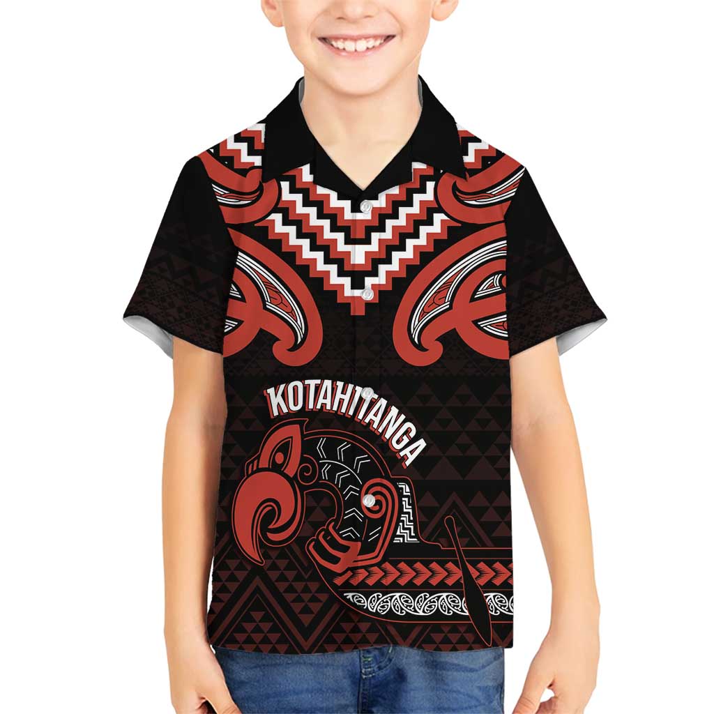 Maori Waitangi Family Matching Summer Maxi Dress and Hawaiian Shirt Kotahitanga Poutama Mix Whakairo LT7 Son's Shirt Black - Polynesian Pride