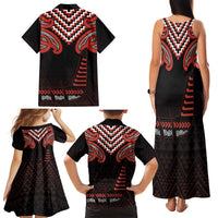 Maori Waitangi Family Matching Tank Maxi Dress and Hawaiian Shirt Kotahitanga Poutama Mix Whakairo LT7 - Polynesian Pride