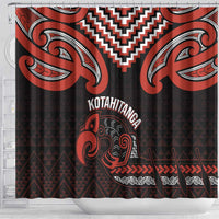 Maori Waitangi Shower Curtain Kotahitanga Poutama Mix Whakairo LT7 - Polynesian Pride