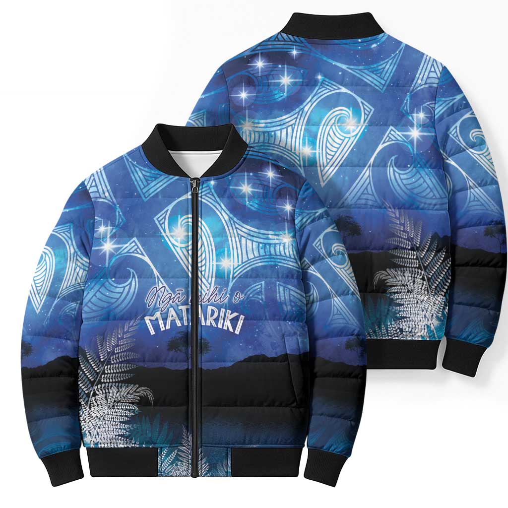 NZ Maori Matariki Scenery Bomber Puffer Jacket Galaxy Sky