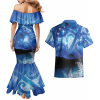 NZ Maori Matariki Scenery Couples Matching Mermaid Dress and Hawaiian Shirt Galaxy Sky