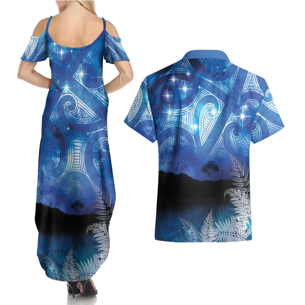 NZ Maori Matariki Scenery Couples Matching Summer Maxi Dress and Hawaiian Shirt Galaxy Sky