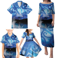 NZ Maori Matariki Scenery Family Matching Puletasi and Hawaiian Shirt Galaxy Sky
