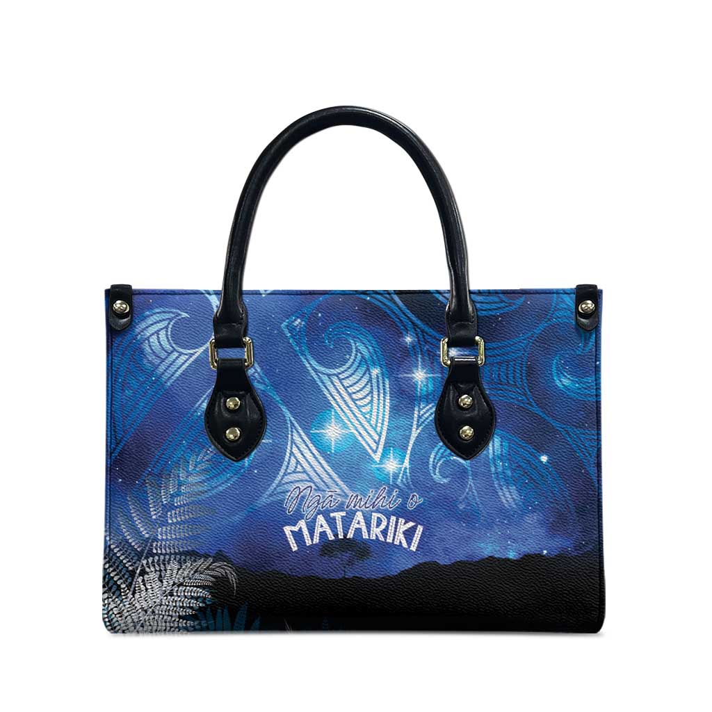 NZ Maori Matariki Scenery Leather Bag Galaxy Sky