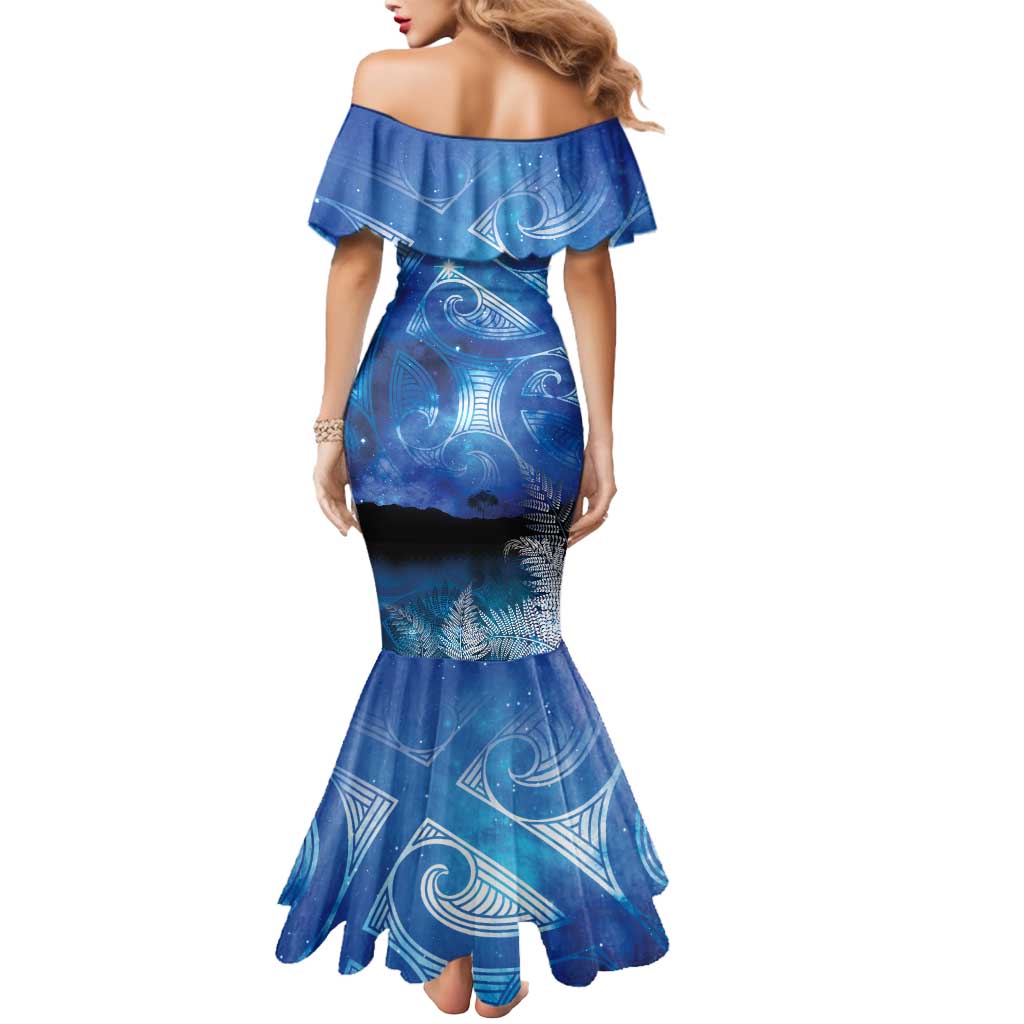 NZ Maori Matariki Scenery Mermaid Dress Galaxy Sky