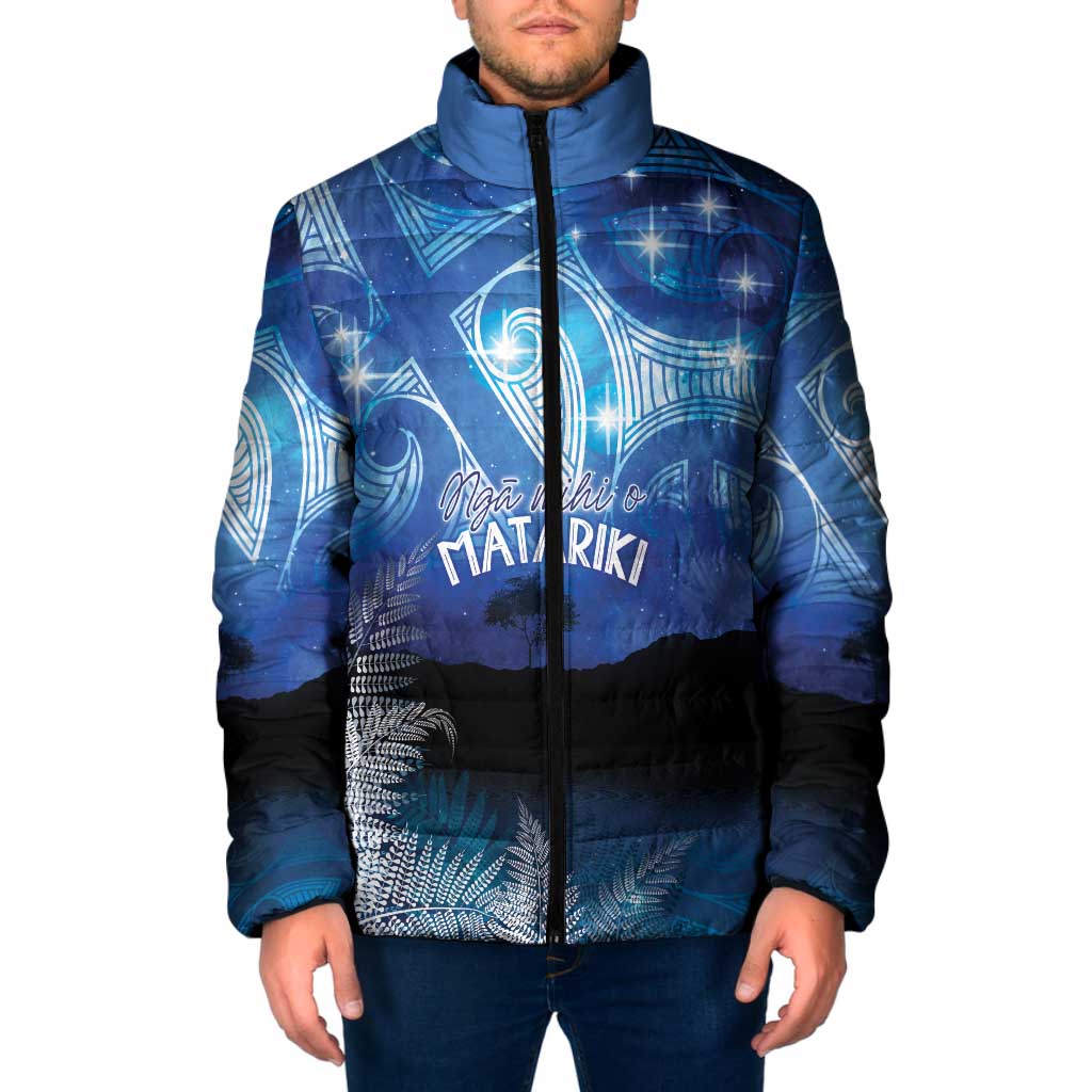 NZ Maori Matariki Scenery Padded Jacket Galaxy Sky
