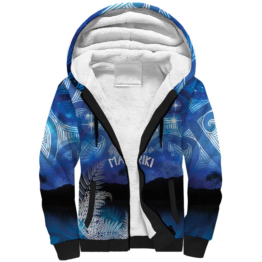 NZ Maori Matariki Scenery Sherpa Hoodie Galaxy Sky