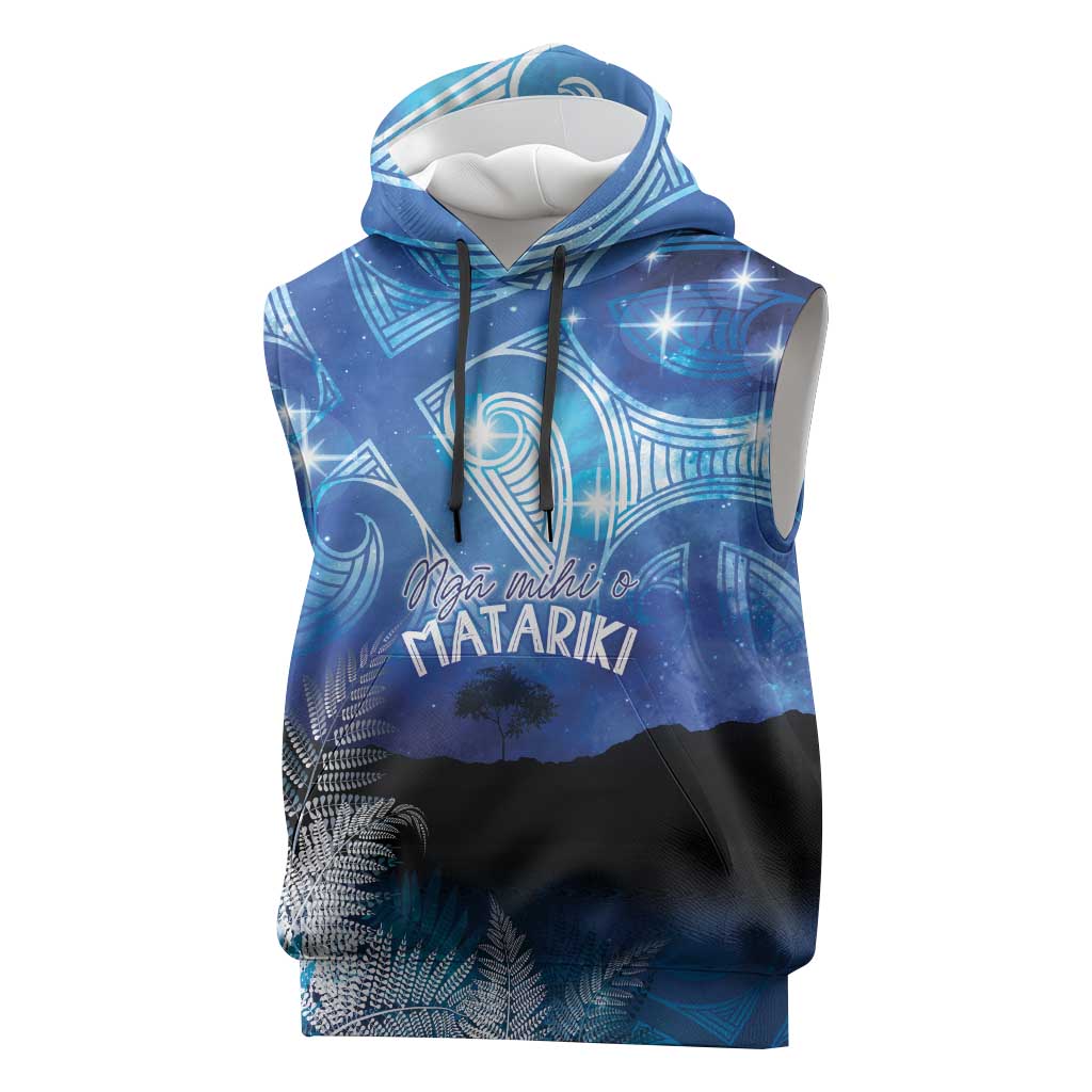 NZ Maori Matariki Scenery Sleeveless Hoodie Galaxy Sky