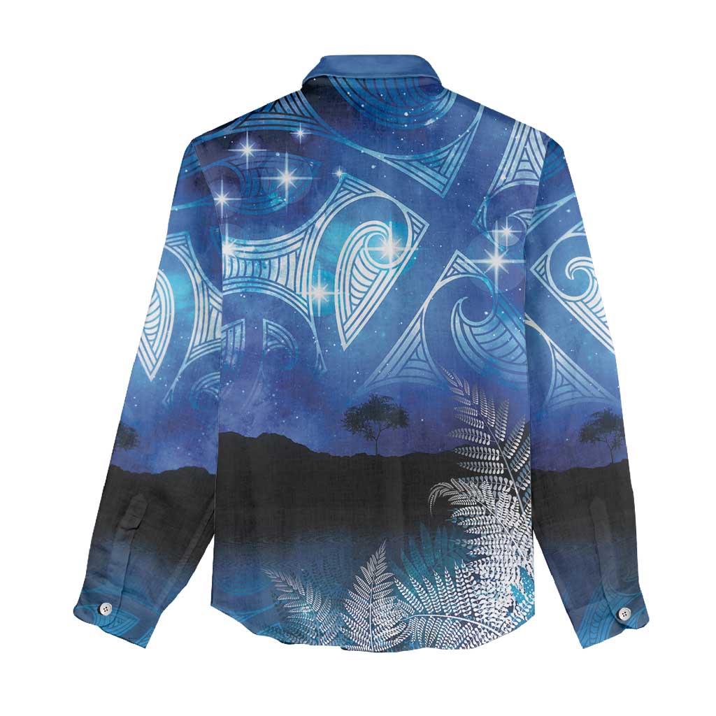 NZ Maori Matariki Scenery Women Casual Shirt Galaxy Sky
