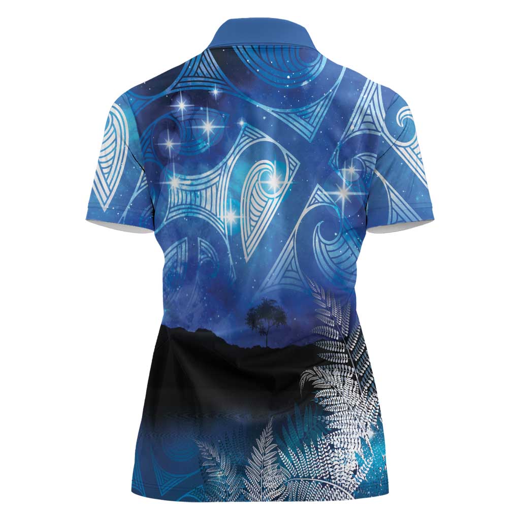 NZ Maori Matariki Scenery Women Polo Shirt Galaxy Sky
