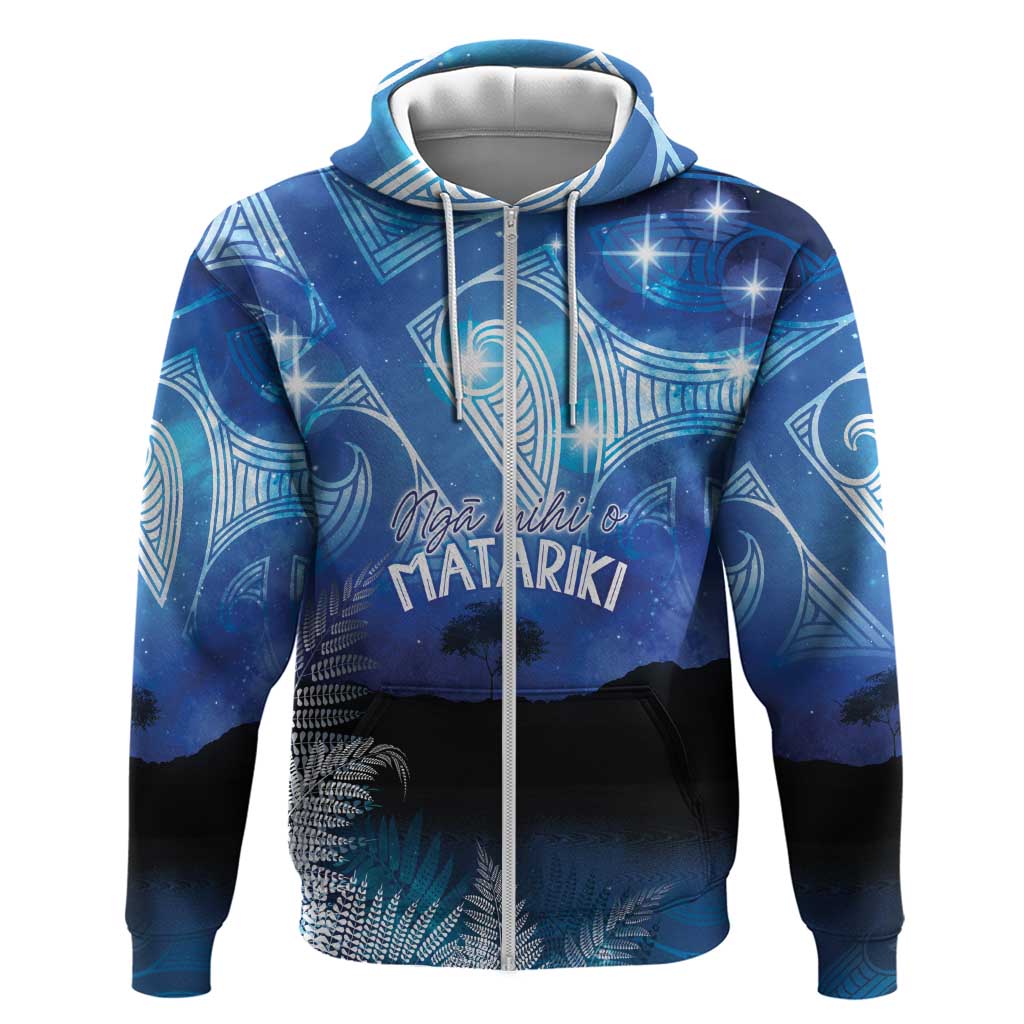 NZ Maori Matariki Scenery Zip Hoodie Galaxy Sky