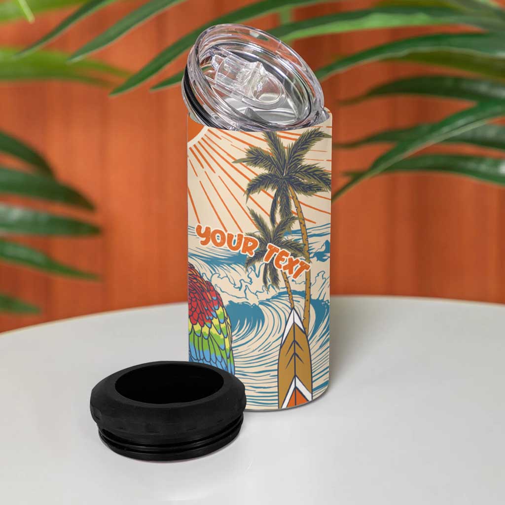 Personalized Christmas In July - Hawaii Retro 4 in 1 Can Cooler Tumbler Lost In Parrot-dise