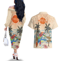 Personalized Christmas In July - Hawaii Retro Couples Matching Off The Shoulder Long Sleeve Dress and Hawaiian Shirt Lost In Parrot-dise LT7 - Polynesian Pride