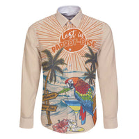 Personalized Christmas In July - Hawaii Retro Family Matching Long Sleeve Bodycon Dress and Hawaiian Shirt Lost In Parrot-dise LT7 Dad's Shirt - Long Sleeve Beige - Polynesian Pride