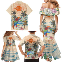 Personalized Christmas In July - Hawaii Retro Family Matching Mermaid Dress and Hawaiian Shirt Lost In Parrot-dise LT7 - Polynesian Pride