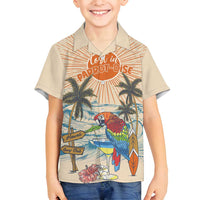 Personalized Christmas In July - Hawaii Retro Family Matching Off Shoulder Short Dress and Hawaiian Shirt Lost In Parrot-dise LT7 Son's Shirt Beige - Polynesian Pride