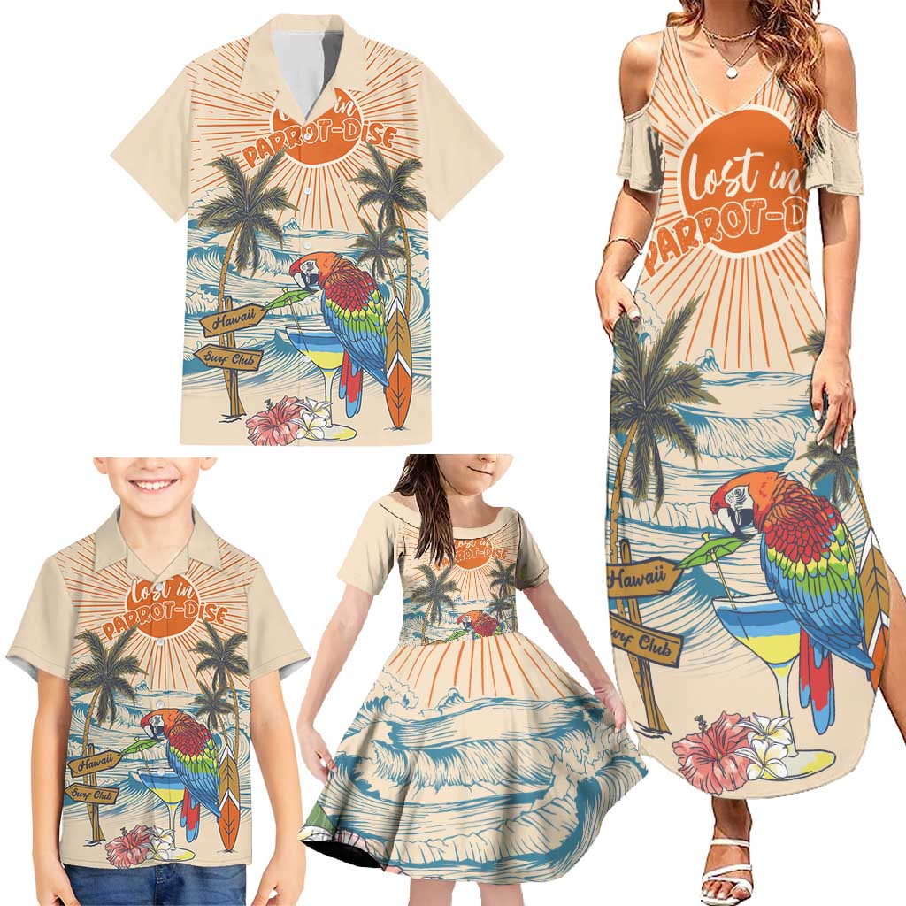 Personalized Christmas In July - Hawaii Retro Family Matching Summer Maxi Dress and Hawaiian Shirt Lost In Parrot-dise LT7 - Polynesian Pride