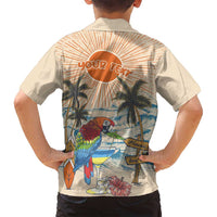 Personalized Christmas In July - Hawaii Retro Family Matching Tank Maxi Dress and Hawaiian Shirt Lost In Parrot-dise