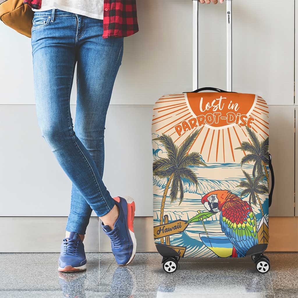 Christmas In July - Hawaii Retro Luggage Cover Lost In Parrot-dise
