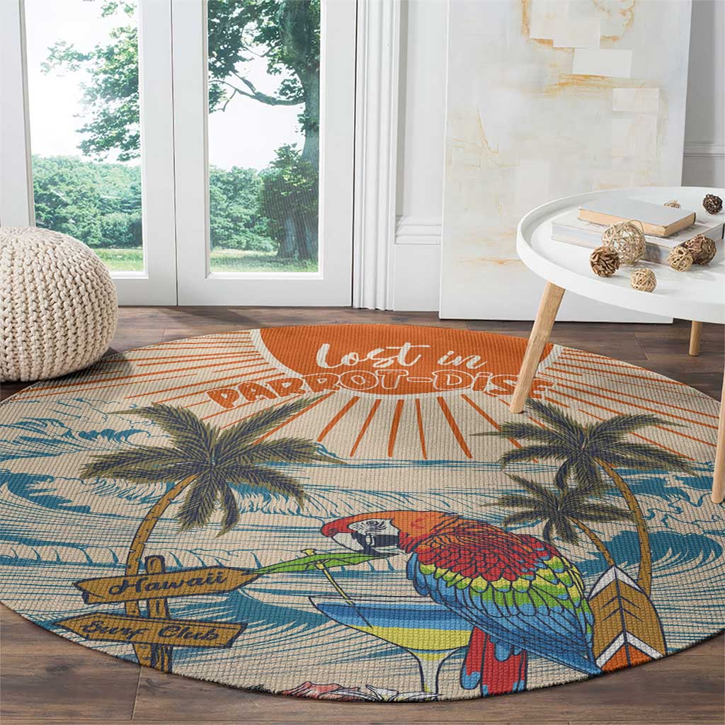 Christmas In July - Hawaii Retro Round Carpet Lost In Parrot-dise
