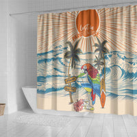 Christmas In July - Hawaii Retro Shower Curtain Lost In Parrot-dise