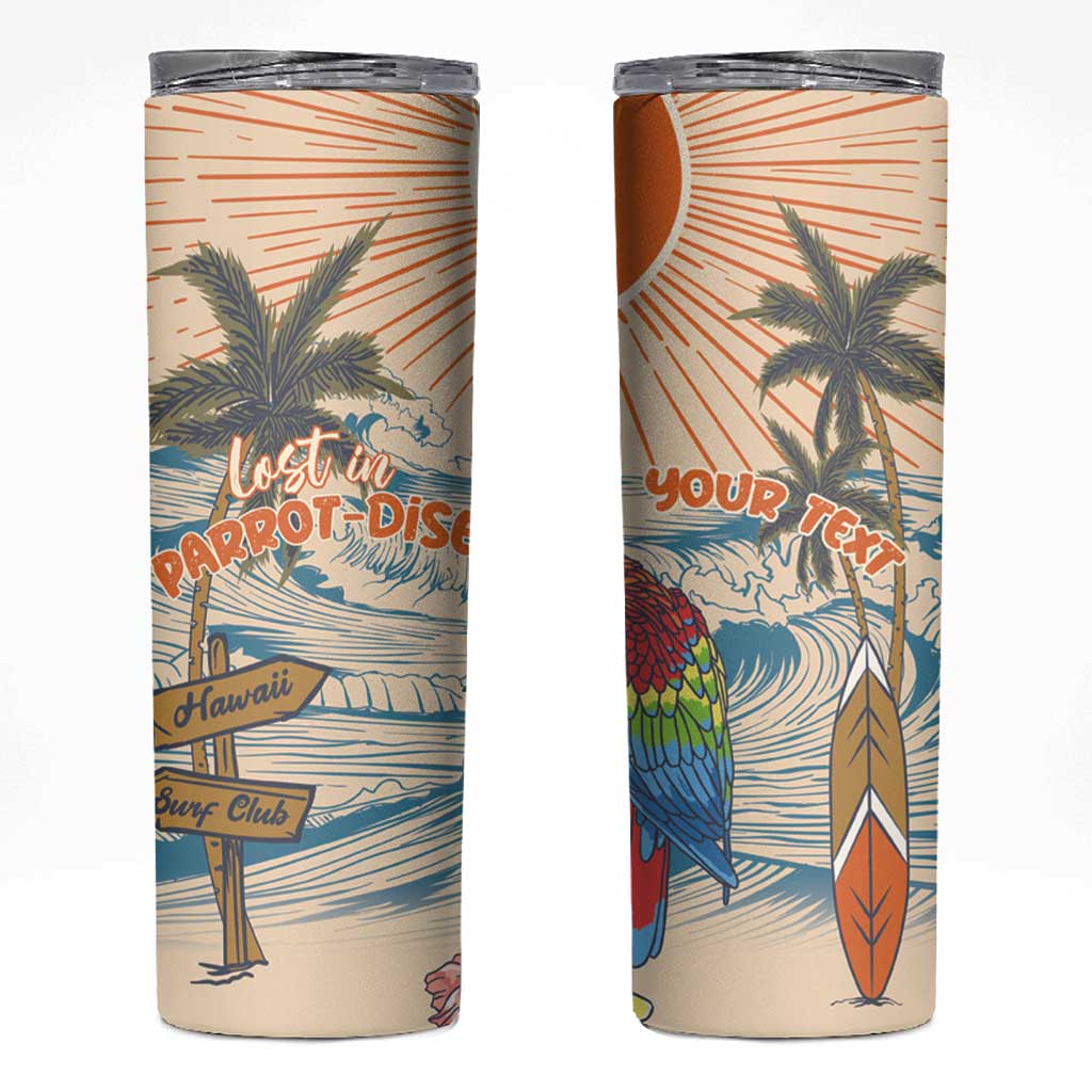 Personalized Christmas In July - Hawaii Retro Skinny Tumbler Lost In Parrot-dise