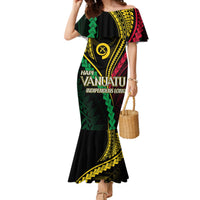 Personalised Vanuatu Mermaid Dress 43rd Hapi Indipendens Long LT7 Women Black - Polynesian Pride