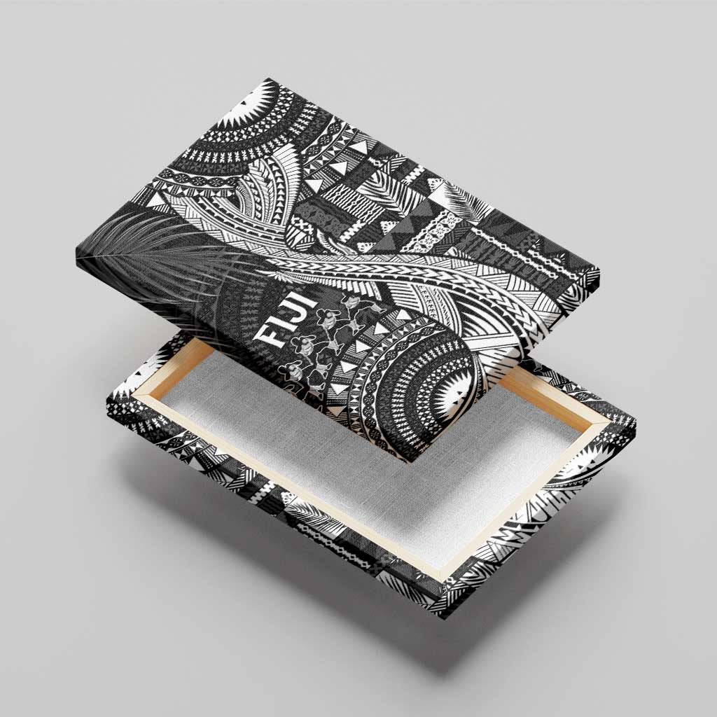 Fiji Rugby Bula Masi Canvas Wall Art Fish Tail Kaivity Cibi - Black