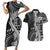 Fiji Rugby Personalised Bula Masi Couples Matching Short Sleeve Bodycon Dress and Hawaiian Shirt Fish Tail Kaivity Cibi - Black