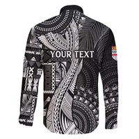 Fiji Rugby Personalised Bula Masi Family Matching Long Sleeve Bodycon Dress and Hawaiian Shirt Fish Tail Kaivity Cibi - Black LT7 - Polynesian Pride