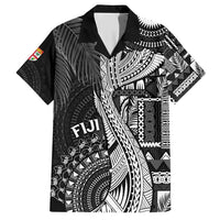 Fiji Rugby Personalised Bula Masi Family Matching Short Sleeve Bodycon Dress and Hawaiian Shirt Fish Tail Kaivity Cibi - Black LT7 Dad's Shirt - Short Sleeve Black - Polynesian Pride