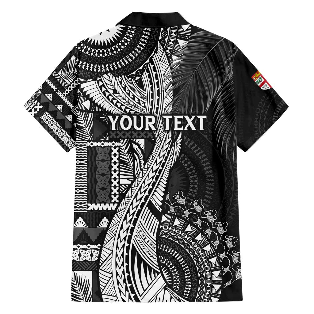 Fiji Rugby Personalised Bula Masi Family Matching Short Sleeve Bodycon Dress and Hawaiian Shirt Fish Tail Kaivity Cibi - Black LT7 - Polynesian Pride