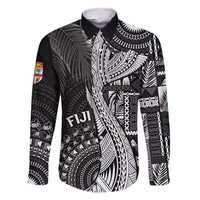 Fiji Rugby Personalised Bula Masi Family Matching Short Sleeve Bodycon Dress and Hawaiian Shirt Fish Tail Kaivity Cibi - Black LT7 Dad's Shirt - Long Sleeve Black - Polynesian Pride