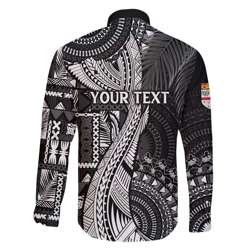 Fiji Rugby Personalised Bula Masi Family Matching Short Sleeve Bodycon Dress and Hawaiian Shirt Fish Tail Kaivity Cibi - Black LT7 - Polynesian Pride