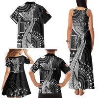 Fiji Rugby Personalised Bula Masi Family Matching Tank Maxi Dress and Hawaiian Shirt Fish Tail Kaivity Cibi - Black