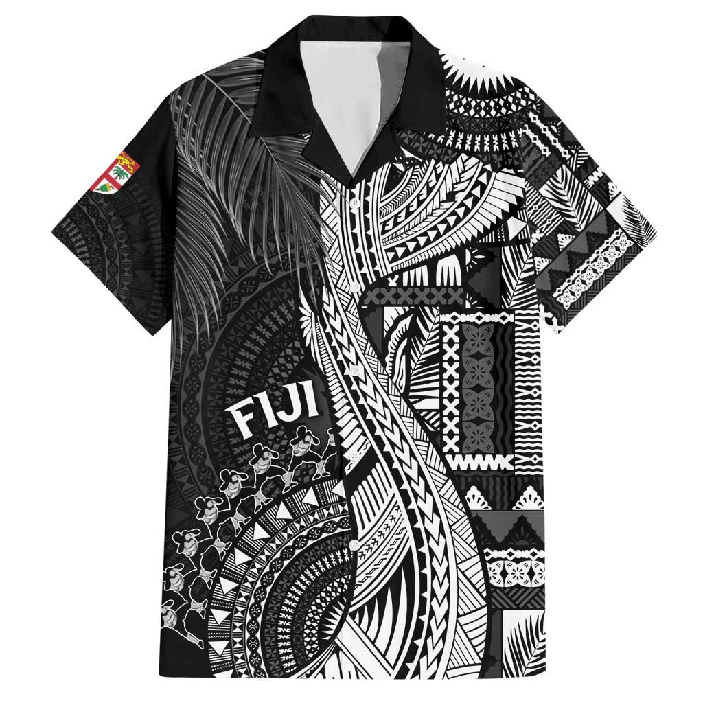 Fiji Rugby Personalised Bula Masi Hawaiian Shirt Fish Tail Kaivity Cibi - Black