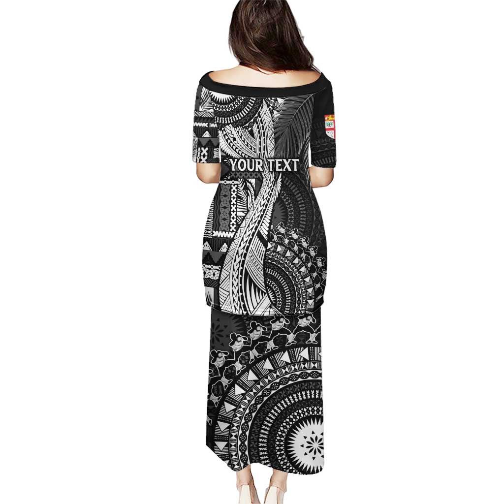 Fiji Rugby Personalised Bula Masi Puletasi Fish Tail Kaivity Cibi - Black